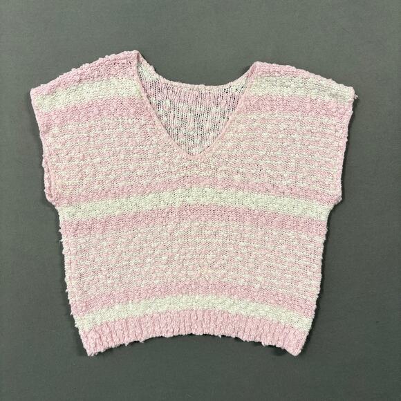 Junior Connection by Mervyn’s Pink Striped Bouclé Knit Top Size Large - Picture 4 of 10